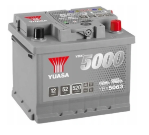 Akumulator Yuasa YBX5063 Silver 12V 52Ah 520A Prawy Plus