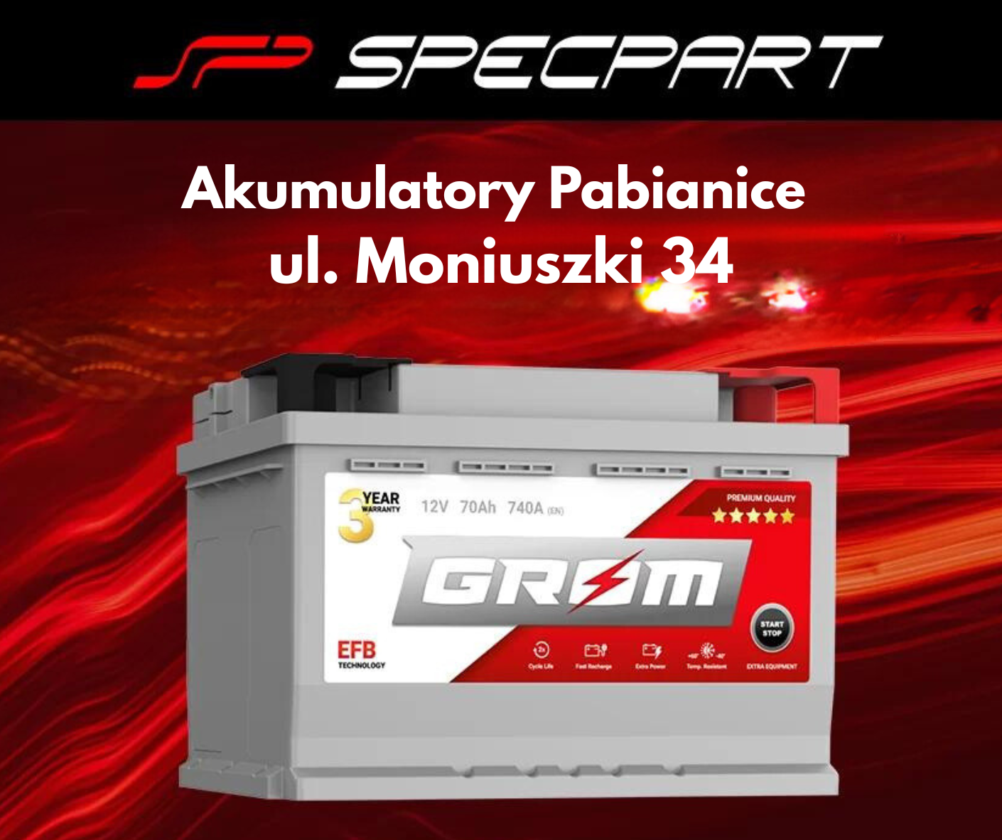 Akumulatory Pabianice ul. Moniuszki 34 Specpart