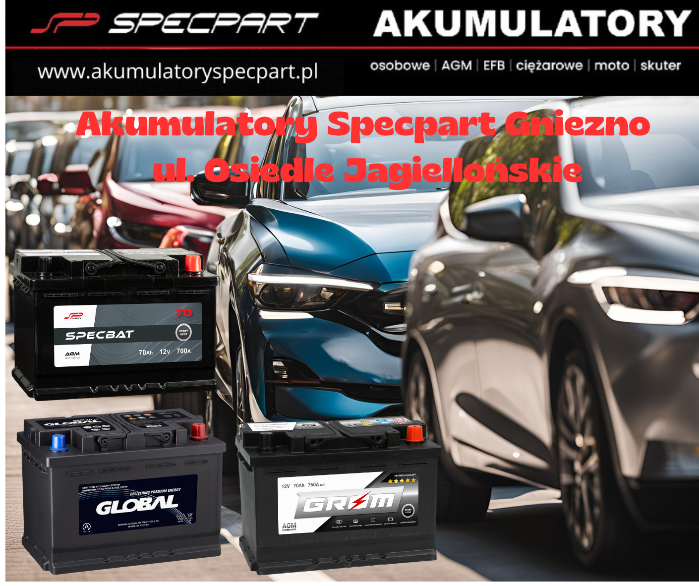 Sklep z akumulatorami Specpart Gniezno ul. Osiedle Jagiellońskie