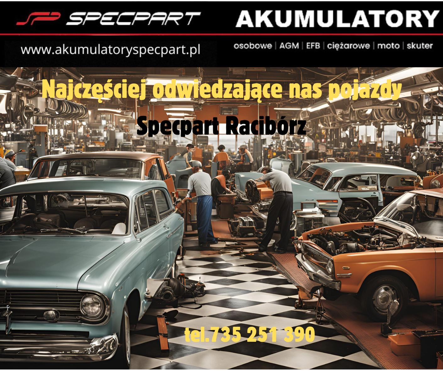 Najczęściej odwiedzające nas pojazdy w Akumulatory Specpart Racibórz